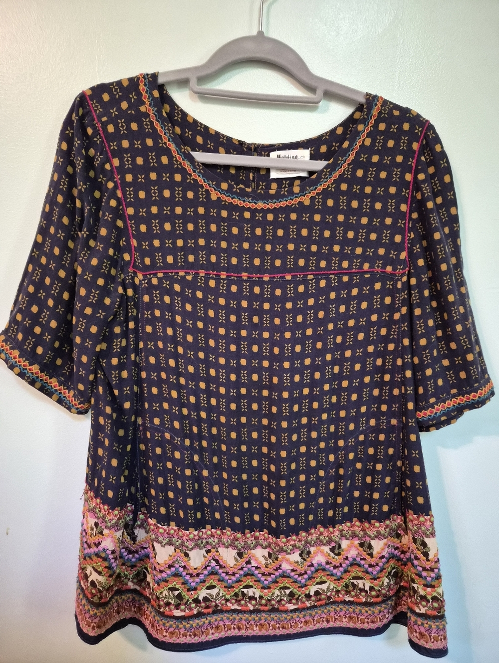 Madewell Navy Tunic with Multicolor Embroidery